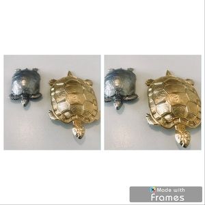 Byrufina Handmade big turtle pin brooch gold